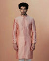 alt message - Manyavar Men Pink Self Design Kurta Pajama image number 1